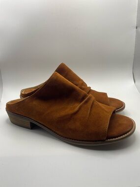 Sofft Suede Open-Toe Mule in Chestnut Brown